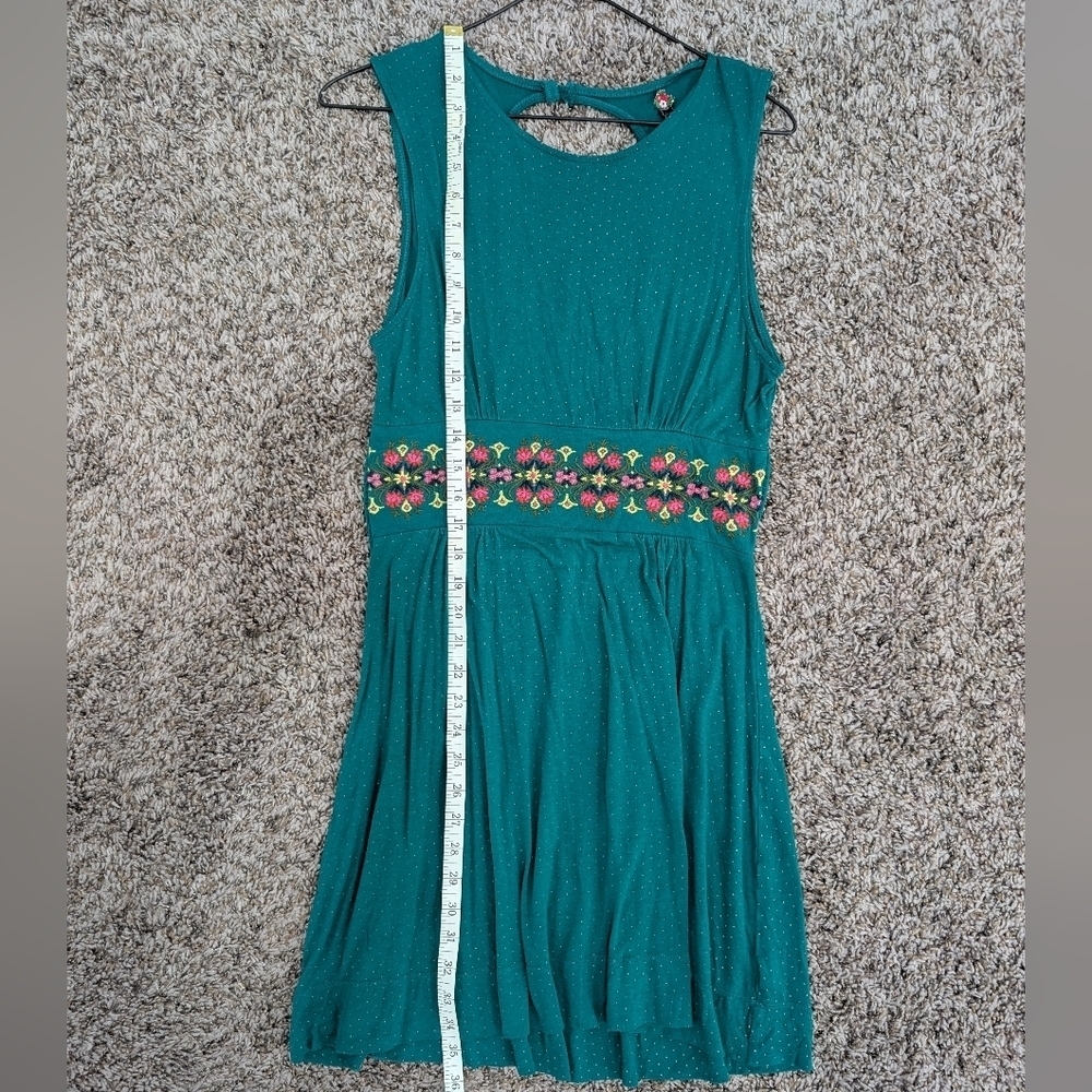 Free People Turquoise Polkadot Floral Embroidered Sleeveless Dress - Picture 9 of 9